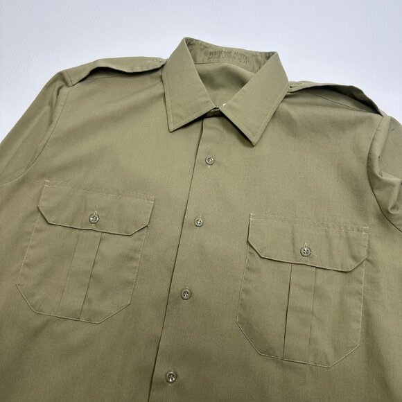 1975 Military Double Pocket Dress Shirt XL - Picture 2 of 3